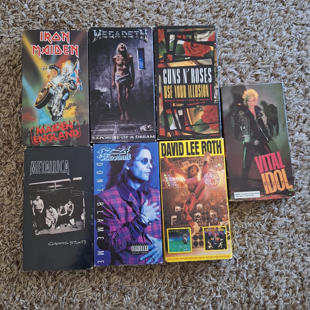 80s Vhs Rock & Roll Guns N Roses Metallica Ozzy Megadeth Billy Idol Iron Maiden